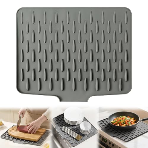 Haokelai Abtropfmatte Geschirr, Auslaufsicherer Arbeitsplattenschutz Aus Silikon mit Effektiver Wasserumleitung und Rutschfestem Design, Abtropfmatte Spüle für Küchenspüle Haokelai Abtropfmatte Geschirr, Auslaufsicherer Arbeitsplattenschutz Aus Silikon mit Effektiver Wasserumleitung und Rutschfestem Design, Abtropfmatte Spüle für Küchenspüle von Haokelai