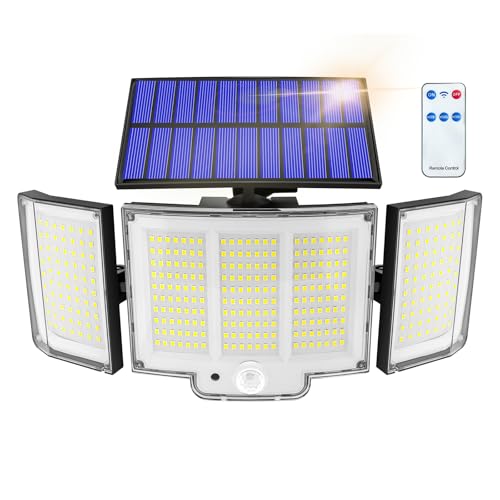 Faretto LED da Esterno Solare Faro 1 Pezzi 348LED 2000LM IP65 270° 3 Modalità Esterno con Pannello Solare Faretti Solari a da Lampione von Haokiang