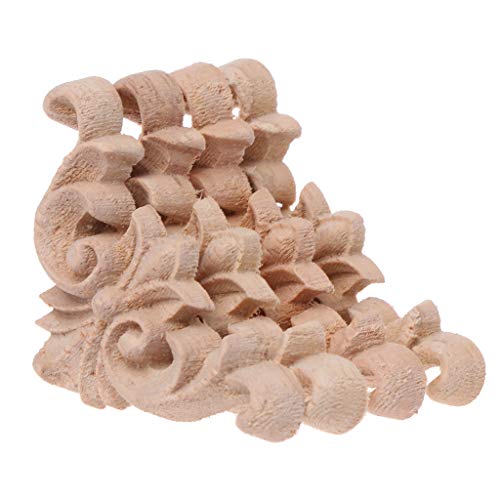 Haorw 4 Stück Holz Geschnitzte Aufkleber 4x4cm - Natürlich Holz Ornament Blume Schnitzerei Verzierung Schrank Möbel Ecke Haorw 4 Stück Holz Geschnitzte Aufkleber 4x4cm - Natürlich Holz Ornament Blume Schnitzerei Verzierung Schrank Möbel Ecke von Haorw