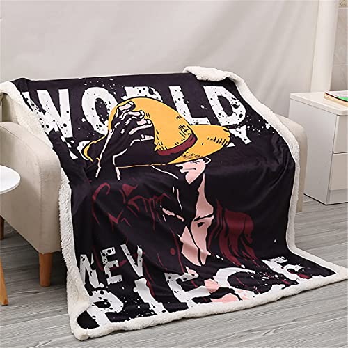 Haosb Decke Strohhut Ruffy,One Piece Ruffy Kuscheldecke Anime 3D Drucken,Flanell Flauschige Decke,werfen Decken für Bett Sofa/Sofadecke/Reisedecke,H,150 * 200CM von Haosb