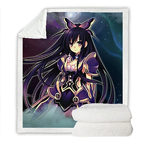 Tagesdecken Anime Date A Live Kurumi Tokisaki Cartoon Flanell Weiche Flauschige Warme Decke Blätter Sofa Picknick Camping Reise Hause Decke,C,150 * 200CM von Haosb