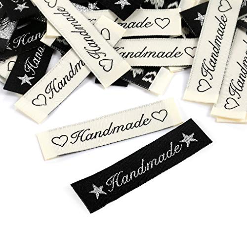 100 Stück Handmade Stoffetiketten Textiletiketten Handmade Stoff Labels Tags Kleideretiketten Handmade Etiketten Nähen DIY Dekor von Haosell
