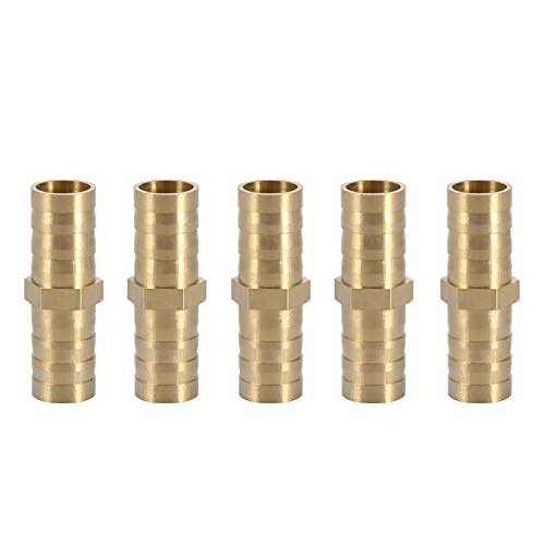 Haosie 5 x 12 mm Messing-Schlauchverbinder, 2-Wege-Schlauchreparaturverbinder, Messingschläuche, geeignet für Luft, Wasser, Öl, Gas, Kraftstoff und andere Flüssigkeiten von Haosie