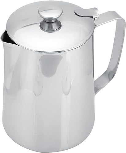 Haosie Edelstahl-Krug, 600 ml Edelstahl-Kaffeetasse, Milchkrug mit Deckel, Tasse, Milchaufschäumkrug für Latte-Kaffeekunst für Büro, Küche Haosie Edelstahl-Krug, 600 ml Edelstahl-Kaffeetasse, Milchkrug mit Deckel, Tasse, Milchaufschäumkrug für Latte-Kaffeekunst für Büro, Küche von Haosie