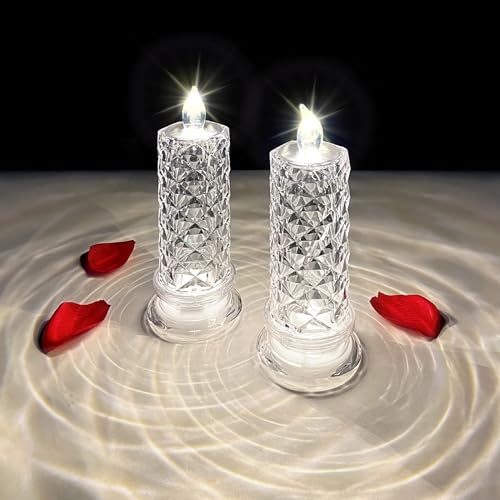 LED Kerzen [2 Stück] Rose Schatten Flammenlose Dekorations-Kerzen, Batteriekerzen, Romantische für Dekorationen, Vorschlagen, Hochzeit, Jahrestag, Valentinstag von Haotao