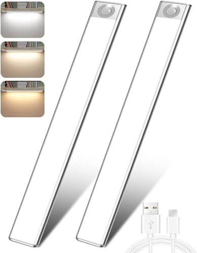 Haotao 40CM Unterbauleuchte Küche 120 LEDs mit Bewegungsmelder [2 Stück] 3 Farbtemperatur Modi, 2000mAh USB Wiederaufladbare led leiste, für Schrankbeleuchtung/Treppe/Flur/Küche/Kinderzimmer von Haotao