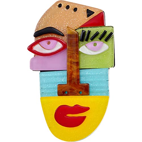 Haowul Acrylbrosche Pin Multicolor Abstrakte Gesichtsabzeichen Revers Pin Kragen Pin Mode Schmuck Kleidung Bag Accessoires von Haowul