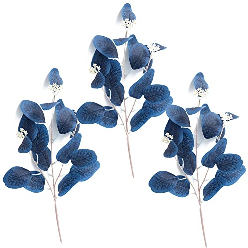 Haowul Eukalyptusblätter Stängel 3pcs Künstliche Eukalyptus Blumenzweige Gefälschte Grünpflanzen Für Home Party Hochzeitsarrangement Blau von Haowul