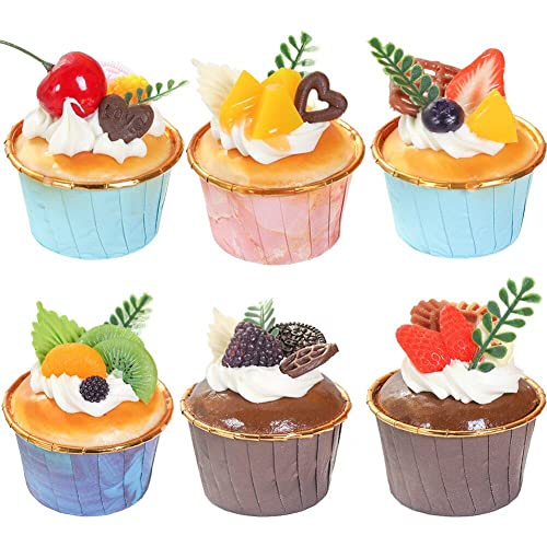 Haowul Fake Cupcake Model 6pcs Realistische Künstliche Cupcake -Simulation Kuchen Dessert Lebensmittelmodell Für Die Displaydekoration von Haowul