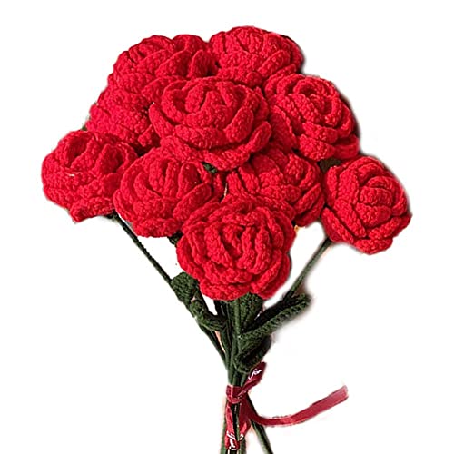 Haowul Künstliche Rosen Handgefertigte Gestrickte Rote Rosen Bouquet Für Home Party Blumendekor, Romantische Geschenke des Valentinstags Der Mutter des Lehrers des Lehrers von Haowul