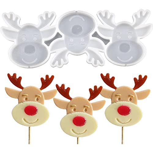 Haowul Weihnachten Silikon Lollipop Formen Süßigkeiten Formen Schokolade Lollypop Sauger Form Weihnachtshirsch Silikon Fondantformen Für Weihnachtsfeiern von Haowul