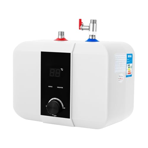 Elektrischer Durchlauferhitzer, 6 l, Mini-Durchlauferhitzer mit 1500 W, mit Temperaturanzeige und Sicherheitsventil, elektrischer Warmwasserspeicher, montiert an der Wand oder unter der Spüle Ihrer von Haoxuesen