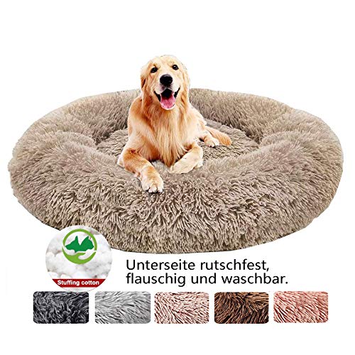 Hundebett Flauschig, Hundekissen Rund Haustierbett Donut Katzenbett Waschbar, kuschelbett Hund für Katzen Hunde (Ø 50-120cm / 7 Größen) von Haoye