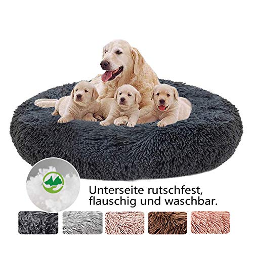 Hundebett Flauschig, Hundekissen Rund Haustierbett Donut Katzenbett Waschbar, kuschelbett Hund für Katzen Hunde (Ø 50-120cm / 7 Größen) von Haoye