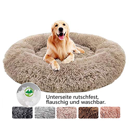 Hundebett Flauschig, Hundekissen Rund Haustierbett Donut Katzenbett Waschbar, kuschelbett Hund für Katzen Hunde (Ø 50-120cm / 7 Größen) von Haoye