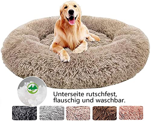 Hundebett Flauschig, Hundekissen Rund Haustierbett Donut Katzenbett Waschbar, kuschelbett Hund für Katzen Hunde (Ø 50-120cm / 7 Größen)… von Haoye