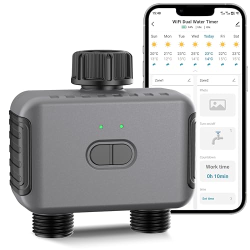 Haozee Smart Bewässerungscomputer 2 Ausgänge,intelligenter Wassertimer für Gartenschläuche,r,erfordert Tuya Zigbee Hub,unterstützt Home Assistant Zigbee2mqtt von Haozee