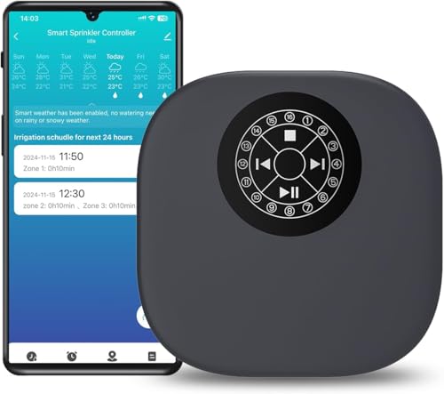 WIFI bewässerungscomputer,WiFi Sprinkler/Bewässerungssystem Timer/Controller, 16 Zonen, Innen-/Außenbewässerungssystem Controller, App-Überwachung, Regenauslassung, Alexa-kompatibel von Haozee