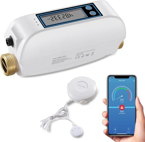 Haozee WiFi Smart-Wasserventil und automatische Abschaltung, Wasserdurchflussrate, eingebauter wiederaufladbarer Akku, für Rohre mit DN20-Durchmesser 3/4 Zoll von Haozee