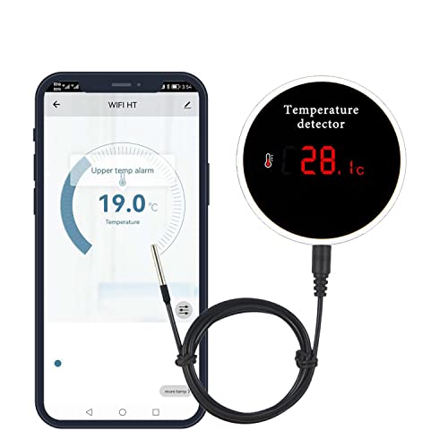 Tuya WiFi-Temperatursensor mit wasserdichter externer Sonde, intelligenter Temperaturmonitor mit Hintergrundbeleuchtung, LCD-Display, wiederaufladbarer Akku, Kühlschrank, Aquarium von Haozee