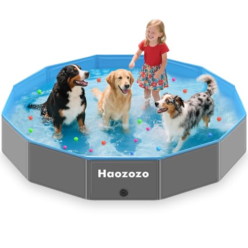Haozozo Hundepool für große Hunde – Robustes Faltbarer Hundepool aus Dauerhaft PVC, Hundebadewanne mit Rutschfester Basis – Ideal Planschbecken Aller Rassen im Garten oder Strand（160 * 30cm） von Haozozo