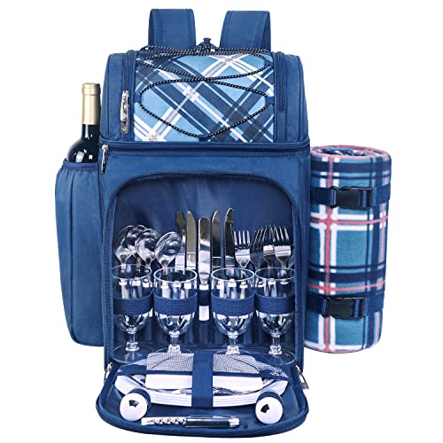 Hap Tim picknickrucksack 4 Personen mit Fleece-Decke und K¡§1hlfach (36079-BL) von Hap Tim