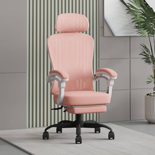 HapGIFT Pinker Bürostuhl, ergonomischer Schreibtischstuhl mit verstellbarer Kopfstütze, Netz-Computerstuhl mit Fußstütze für Erwachsene, Mädchen, Frauen, Heim-PC-Bürostühle mit Gliederarmlehne HapGIFT Pinker Bürostuhl, ergonomischer Schreibtischstuhl mit verstellbarer Kopfstütze, Netz-Computerstuhl mit Fußstütze für Erwachsene, Mädchen, Frauen, Heim-PC-Bürostühle mit Gliederarmlehne von HapGIFTㅤ