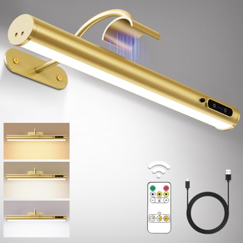 Hapfish LED Akku Wandleuchte Kabellos Innen, Bilderleuchte Kabellose mit Fernbedienung, Dimmbare Magnet Wandlampe Ohne Stromanschluss, Bildbeleuchtung Akku für Wand Dartscheibe Spiegel von Hapfish