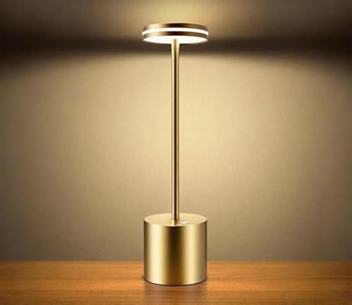 Hapfish LED Tischlampe Kabellos Akku, 5000mAh Tischleuchte Aufladbar über USB, Tischlampen Batteriebetrieben, Dimmbar 3 Farbmodi für Outdoor Nachttisch Esstisch Schreibtisch Balkon – Rost von Hapfish