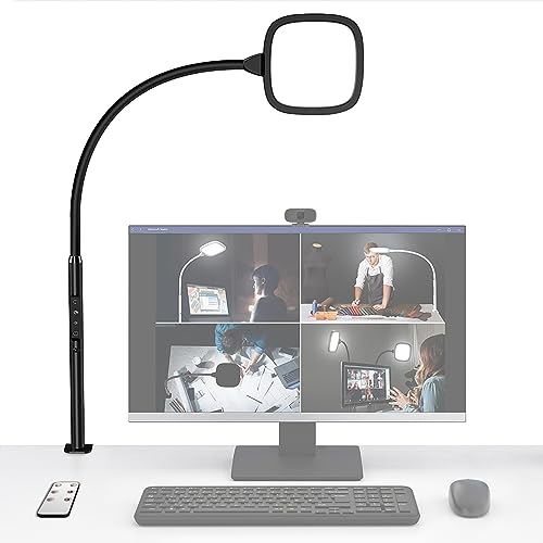 Hapfish Schreibtischlampe LED mit Klemmbar, 20W Superhell Superbreite Dimmbar Tischlampe, Tageslichtlampe mit Fernbedienung, Flexible Schreibtischleuchte für Monitor Büro Kinder Bildschirm – Schwarz von Hapfish