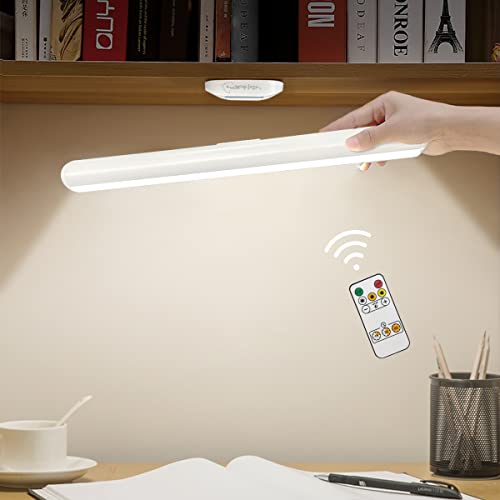 Hapfish Schreibtischlampe LED, 2000mAh Batteriebetrieben Tischlampe mit Magnet, Unterbauleuchte Küche Led mit Fernbedienung, 3Farben und Stufenlos Dimmbare USB Akku Licht für Schrankbeleuchtung von Hapfish
