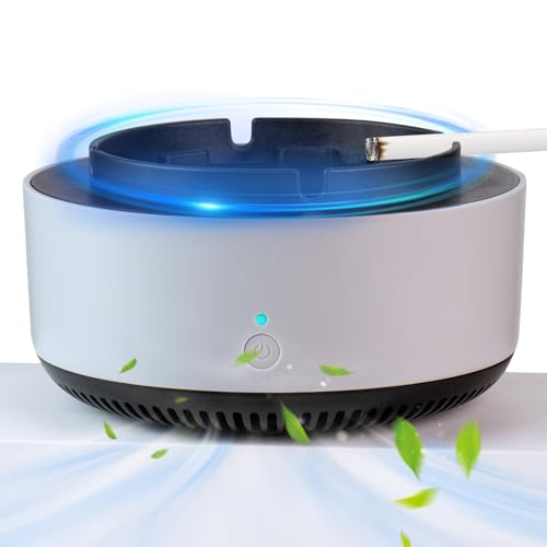 Aschenbecher mit Luftreiniger Elektronischer Multifunktionaler Intelligenter - 2 in 1 Smokeless Ashtray 360 Grad Surround Absaugung mit Negativen Lonen für Home,Office,Auto,Grün von Haphome