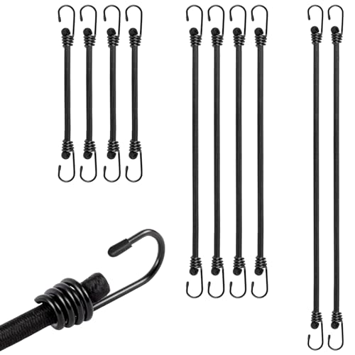 Expander Spanngurte Verstellbar Spanngummi mit Haken - 10er Set Gummispanner mit Haken in 3 Längen Vielzweck Gepäckspanner Schwarz Gummiseil für Outdoor Haushalt Gepäck Planen Dachträger von Haphome