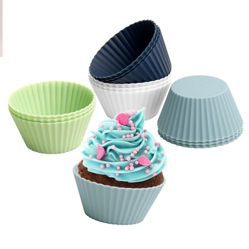 Muffinformen aus Silikon Backform Cupcake-Formen,Standard Silikonformen für Muffins 4 Farben, 12er-Set Wiederverwendbare antihaftbeschichtet BPA-frei Cupcakeförmchen für Kuchen von Haphome