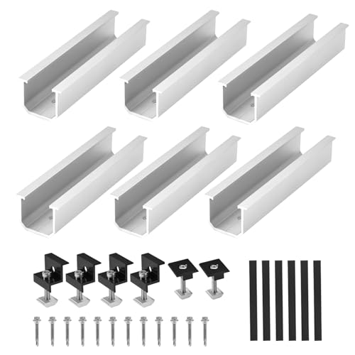 Solarmodul Halterung Photovoltaik Montageset Solarpanel - 6 Schiene 12CM Aluprofil und Verstellbare Klammern Befestigung,Solarpanel Halterung 2 Modul 30-35MM für Flachdach Trapezblech Blechdach von Haphome