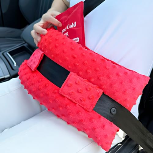 Hysterektomie-Sicherheitsgurtkissen, Hysterektomie-Erholung, ein Muss nach Operationen, Bauchkissen mit Eis-/Heißtasche für Bauchstraffung, C-Abschnitt Erholung, Geschenke, Minky Dot Red von HapiPoppy