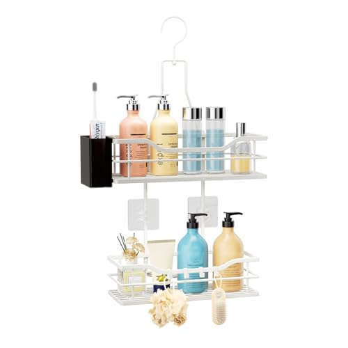 HapiRm Duschablage zum Hängen Duschregal Hängend - Duschregal zum Hängen 360° Verstellbarer Haken für das Badezimmer mit 4 Haken, Duschkorb zum Hängend für Shampoo, Spülung & Aufbewahrung Badezimmer von HapiRm