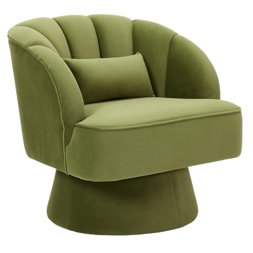 Boucle Sessel mit Armlehnen, Drehsessel Samtpolsterung mit dickem Abnehmbares Wurfkissen & 360° Drehbarem, Schminktisch Stuhl Drehbarer Lesesessel für Wohnzimmer Schlafzimmer Büro 70x70x70cm - Grün Boucle Sessel mit Armlehnen, Drehsessel Samtpolsterung mit dickem Abnehmbares Wurfkissen & 360° Drehbarem, Schminktisch Stuhl Drehbarer Lesesessel für Wohnzimmer Schlafzimmer Büro 70x70x70cm - Grün von Hapihom