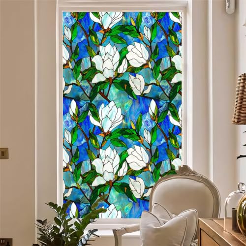 Fensterfolie, Blickdicht Selbsthaftende Sichtschuzfolie, 45 x 100 cm Bunt Statische Folie, Keine Klebeverbindung 3D Regenbogen Folie Fenster, Anti-UV Regenbogen Optik mit Bunte Blumen Motiv Fensterfolie, Blickdicht Selbsthaftende Sichtschuzfolie, 45 x 100 cm Bunt Statische Folie, Keine Klebeverbindung 3D Regenbogen Folie Fenster, Anti-UV Regenbogen Optik mit Bunte Blumen Motiv von Hapihom
