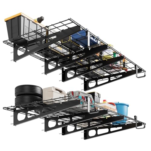 Garagenregal 2er-Set, 61 x 183 cm Werkzeugaufbewahrung Wandregale aus Metall, 370 kg pro Schicht, Werkzeughalter Wand mit Haken, Aufbewahrungsregale Regale für Garagenlagerung, Geschäft, Schuppen Garagenregal 2er-Set, 61 x 183 cm Werkzeugaufbewahrung Wandregale aus Metall, 370 kg pro Schicht, Werkzeughalter Wand mit Haken, Aufbewahrungsregale Regale für Garagenlagerung, Geschäft, Schuppen von Hapihom