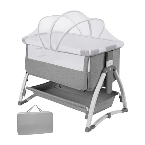 Hapihom 4 In 1 Beistellbett Baby, Kinderbett mit Matratze & atmungsaktivem Netz, Verstellbarer Stubenwagen Schaukel & Neigungsmodus, 7 Höhenverstellbar Babybetten Inkl. Reisetasche für 0-36 Monate Hapihom 4 In 1 Beistellbett Baby, Kinderbett mit Matratze & atmungsaktivem Netz, Verstellbarer Stubenwagen Schaukel & Neigungsmodus, 7 Höhenverstellbar Babybetten Inkl. Reisetasche für 0-36 Monate von Hapihom