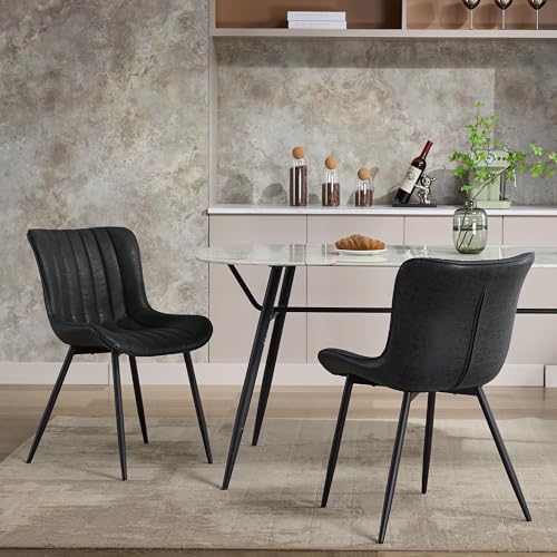 Hapihom Esszimmerstühle 2er Set, Kunstleder Küchenstuhl Wohnzimmerstuhl, Polsterstuhl mit Metallbeine und Rückenlehne, Elegante Cocktailsessel für Wohnzimmer Esszimmer edles Dining - A von Hapihom