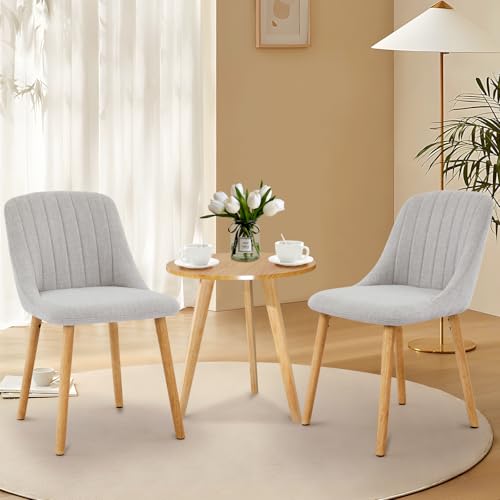 Hapihom Esszimmerstühle 2er Set, Moderne Polsterstuhl mit geschwungener Rückenlehne & Eichenbeinen, Küchenstuhl Wohnzimmerstuhl für Küche, Esszimmer, Wohnzimmer & Büro von Hapihom