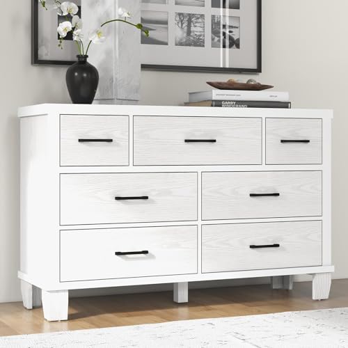 Hapihom Kommode Mit 7 Schubladen, Kommode Fürs Schlafzimmer, Moderne Kommoden, Doppelkommode Aus Holz Mit Schubladen Und Kippschutz Für Wohnzimmer, Schlafzimmer, Eingangsbereich, Flur von Hapihom