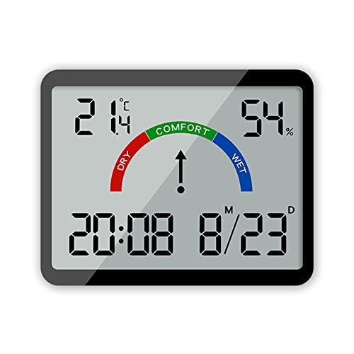 Hapihom LCD-Digitalwecker mit großer Anzeige, Zeit, Temperatur, Datumsanzeige, multifunktionales magnetisches Design, Wandwecker, Nachttischuhr, Thermometer-Messgerät für Zuhause, Büro 9905 schwarz von Hapihom