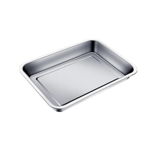 Hapihom Professionelle Edelstahl-Bräter, Edelstahlblech-Pfanne, Bräter mit glatten Ecken, rechteckige Plätzchenblech, Kuchenform, extra dicke Platte, 45 x 35 x 4,8 cm von Hapihom