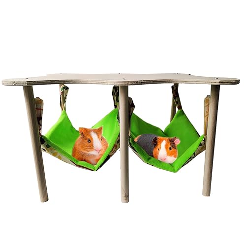 Hapihom Meerschweinchen Hängematte, Hängemattengestell mit 2 Hängematte, für Meerschweinchen, Degu, Kleintiere, 30 x 30 x 24 cm Große Hängematte Bettplattform von Hapihom