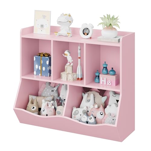 Spielzeugregal Kinderregal, Holz-Aufbewahrungsfach für Kinder, Spielzeug Organizer mit 5 Offenen Fächern & Lagerung, 80 x 29 x 91,5 cm Kinderzimmer Spielzeugvitrine für Schlafzimmer, Kindergarten - Ro Spielzeugregal Kinderregal, Holz-Aufbewahrungsfach für Kinder, Spielzeug Organizer mit 5 Offenen Fächern & Lagerung, 80 x 29 x 91,5 cm Kinderzimmer Spielzeugvitrine für Schlafzimmer, Kindergarten - Ro von Hapihom