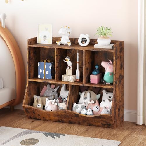 Spielzeugregal Kinderregal, Holz-Aufbewahrungsfach für Kinder, Spielzeug Organizer mit 5 Offenen Fächern & Lagerung, 80 x 29 x 91,5 cm Kinderzimmer Spielzeugvitrine für Schlafzimmer, Kindergarten - Vi Spielzeugregal Kinderregal, Holz-Aufbewahrungsfach für Kinder, Spielzeug Organizer mit 5 Offenen Fächern & Lagerung, 80 x 29 x 91,5 cm Kinderzimmer Spielzeugvitrine für Schlafzimmer, Kindergarten - Vi von Hapihom