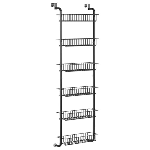 Über der Tür hängender Vorratsschrank-Organizer mit 6 Ebenen, verstellbar, für die Vorratstür, Hängeorganizer aus Metall, Gewürzregal für die Wand, Regale für Gewürze, Lagerregal Schwarzes von Hapihom